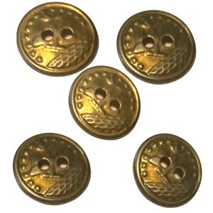 5 Vintage Antique Airplane Brass Military Uniform 2 Hole Buttons